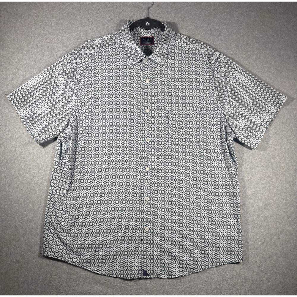 UNTUCKit Keller Short-Sleeve Button-Up Shirt Navy Geometric Men's X-Large